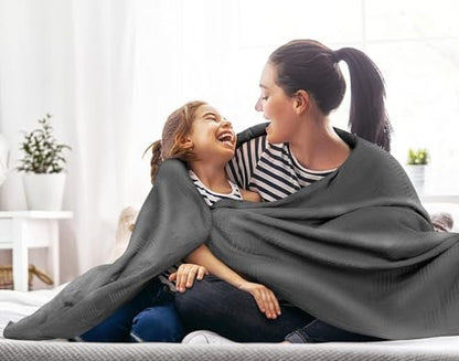 Utopia Bedding 100% Cotton Thermal Blanket Smoke Gray King Size Soft, Lightweight, Breathable, Cozy Spring and Summer Blankets for Bed, Home Room Decor Gifts for Women and Men (90x108 Inches) | Lightweight Breathable Cozy Spring Summer Blanket Home Decor