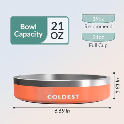 Coldest Dog Bowl - Anti Rust Metal, Non Slip, 3 Layers Insulated Stainless Steel Dog Bowls - Spill Proof & Heavy Duty - Water Bowl for Dogs, Cats & Pets, Dish Washer Safe (21 oz, Mars Red Glitter) - color: Candy Red Glitter, size: 21 oz