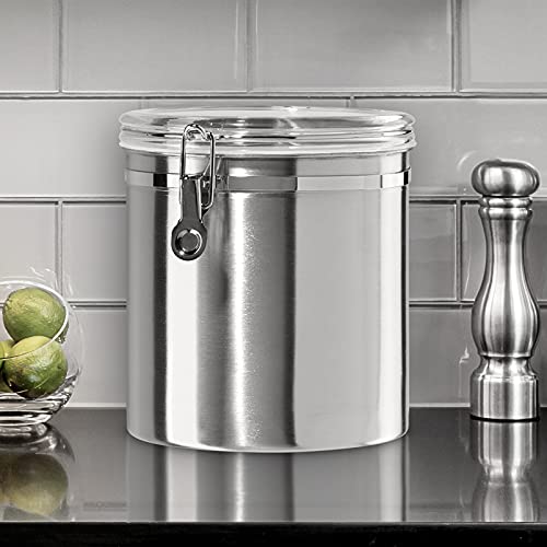 Oggi Stainless Steel Kitchen Canister 152oz + Oggi Jumbo 8" Stainless Steel Flour Clamp Canister - color: Stainless Steel, size: 152 Fluid Ounces, style: Airtight Canister + Storage Container