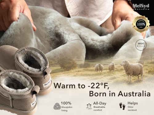 100% Sheepskin Mini Boots with Arch Support Options: Warm to -22°F - color: Classic-wide-olive, size: 5 Wide