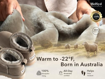 100% Sheepskin Mini Boots with Arch Support Options: Warm to -22°F - color: Classic-wide-olive, size: 5 Wide