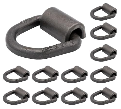 Mytee Products (12 Pack) 3/8" Heavy Duty Weld On D Ring - 9,000 LBS Breaking Strength Tie Down Anchor for Truck Bed - Forged D Rings for Trailer - size: 12 - Pack