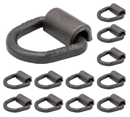 Mytee Products (12 Pack) 3/8" Heavy Duty Weld On D Ring - 9,000 LBS Breaking Strength Tie Down Anchor for Truck Bed - Forged D Rings for Trailer - size: 12 - Pack