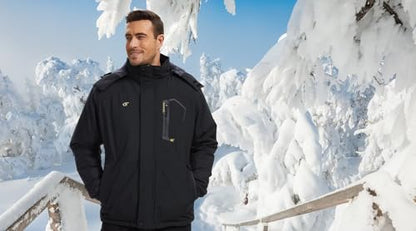 QPNGRP Mens Waterproof Ski Snowboard Jacket Winter Windproof Snow Coat - color: Black, size: Small