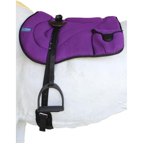 Horse Western Breathable Padded Anti-Slip Neoprene Bareback Saddle Pad 39194 - color: Purple/Black, size: Bareback Pad: 23" L x 36" W Cinch: 32" L x 4" W