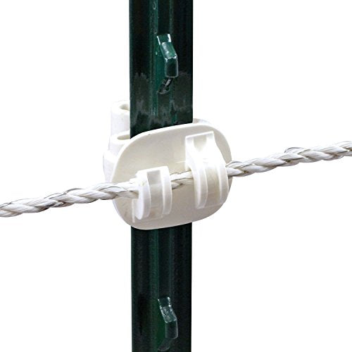 Powerfields R-CT-25-W Claw T-Post Insulator for Polywire, Rope or Braid to 3/8 Inch Diameter, 25-Pack, White - style: White