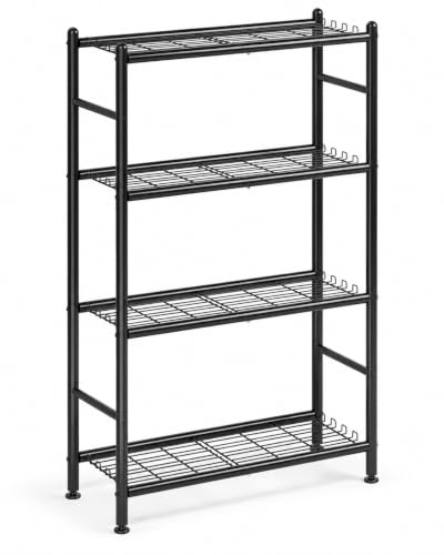 APEXCHASER Metal Storage Shelves 4-Tier, Wire Shelving Unit for Kitchen | Sturdy Metal Wire Frame with Side Hooks, Open Wire Design for Pantry Garage - size: 4-Tier