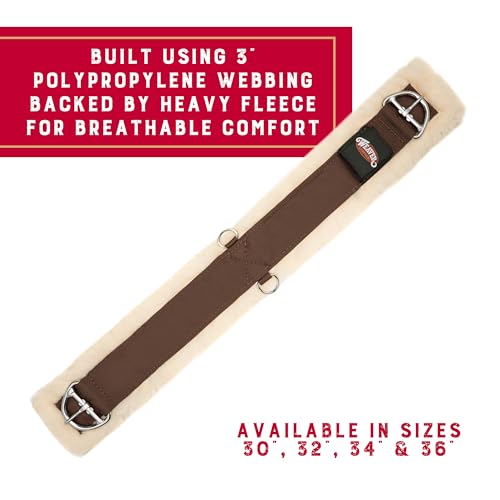 Weaver Equine Super Horse Cinch, Anti-Slip Fleece Lined Saddle Cinch Girth with Flat Buckle, Western Horse Riding Supplies, ‎Brown/Maize