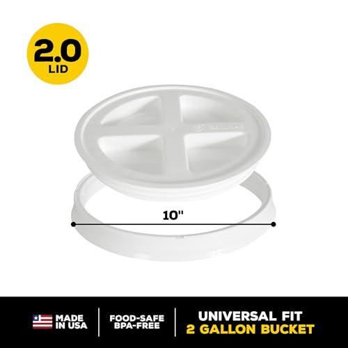 Gamma2 Seal Bucket Lid Pet Food Storage Container, 10", White - size: 10 In