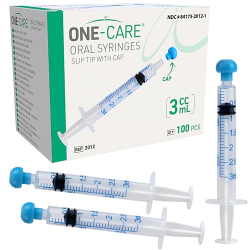 ONE-CARE Oral Syringe, 3 mL, Slip Tip, with Cap, 100 Count - size: 3ml