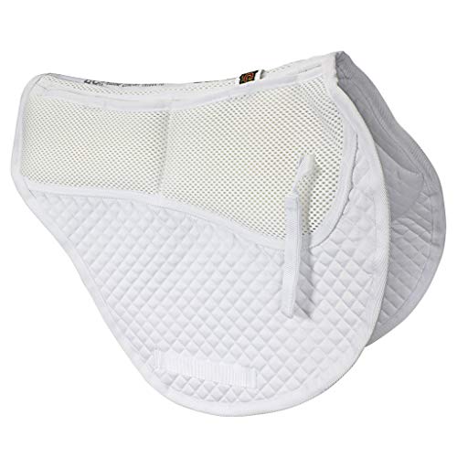 ECP Equine Comfort Products 3D Air Ride Dressage Saddle Pad with Shock Absorbing Mesh, Non-Slip Underside, Adjustable Memory Foam Shims, Breathable Ventilation, Pressure Relief Comfort, White