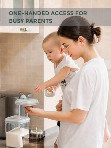 Baby Formula Container, 11oz Airtight Canister with Scoop & Leveler, Brown | One-Touch Wide Mouth Milk Powder Container with 5g Scoop and Leveler for Home Feeding Stations, Daycare and Overnight Stays - color: 11 oz - Brown