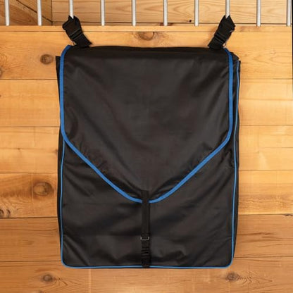 Schneiders Supreme Stall Front Large Horsewear Bag II | Durable 600D Polyester | Teflon Coated | Removable Plexiglass Bottom | Portable & Easy to Hang | Color Black/Royal - color: Black/Royal