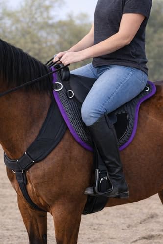 CHALLENGER Horse Saddle PAD Horse Western Lightweight Breathable Neoprene Bareback 39TS03 - color: Black/Purple