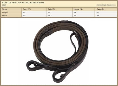 Henri de Rivel Pro Extra Long Flat Laced Reins - color: Black, size: Horse