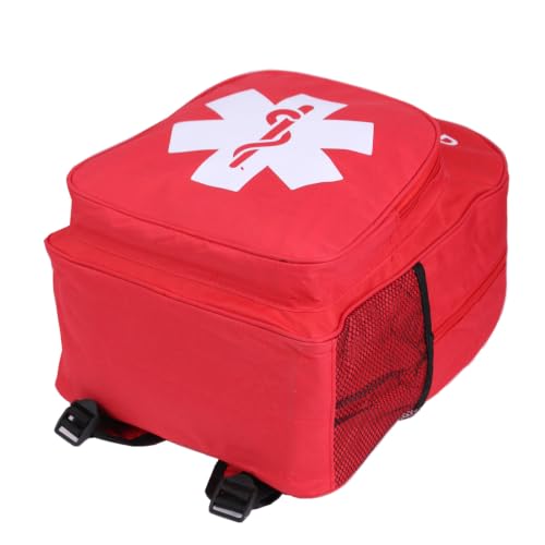 Red Emergency Bag First Aid Backpack Empty Medical Treatment First Responder Trauma Bags for Hiking Outdoors Travel Camping Pet Dog Cat Daycare (Red White) - color: Red White
