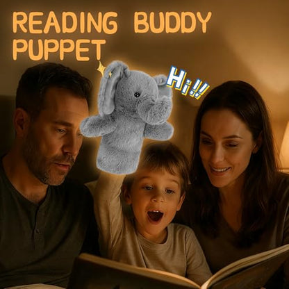 Puppet for Kids Adults Elephant Hand Puppets Big Ears Plush Animal Educational Sensory Toy Soft Washable Stuffed Storytelling Tool Family Fun - color: Elephant