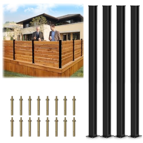 45" Aluminium Privacy Fence Line Post, 4 Pack - color: 4 Pack 180 Degree