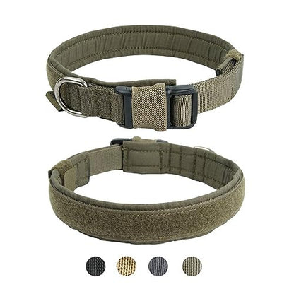 EXCELLENT ELITE SPANKER Tactical Nylon Padded Medium Dog Collar Adjustable - color: Ranger Green, size: M-(15.4"-19.3")