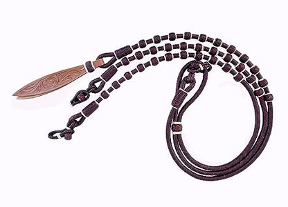 Chestnut/Burgundy/Maroon Raw Hide Hand Made Rope Matching Knots Raw Hide Leather Horse Tack Hand-Braided Romal Romel Reins Ranch Rope/Rope Reins-8.5 Ft, 52' Romel