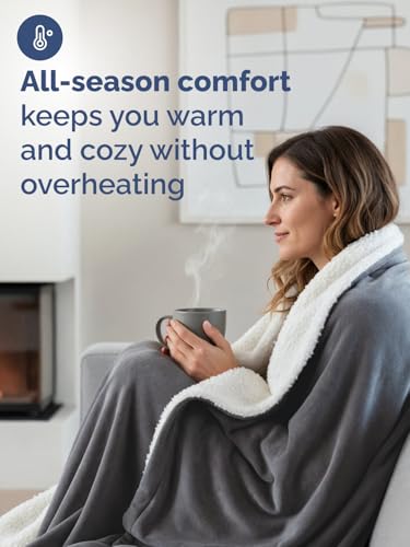 Sherpa Fleece Blanket Full Size - Reversible Blanket - Dark Grey, 84" x 90" - color: 01 - Dark Grey, size: Full (84" X 90")