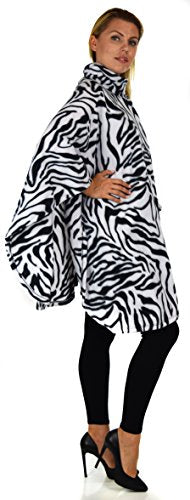 Dare2BStylish Women Poncho Style Fleece Cover Up with Muffler - color: Zebra
