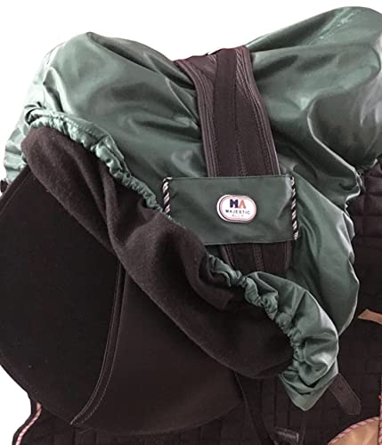 Majestic Ally Nylon Waterproof Fleece Lined Ride On English Saddle Cover-Multiple Color (Hunter Green) - color: Hunter Green
