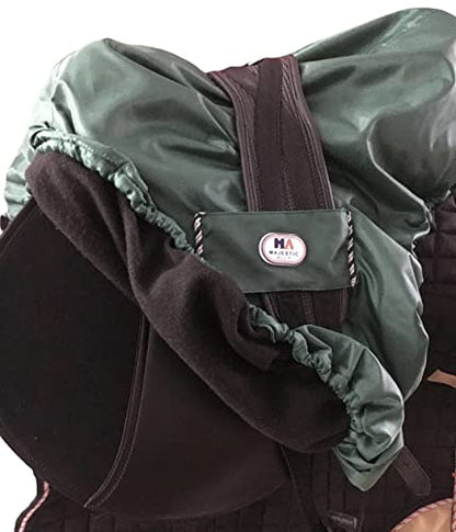 Majestic Ally Nylon Waterproof Fleece Lined Ride On English Saddle Cover-Multiple Color (Hunter Green) - color: Hunter Green