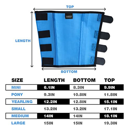 Harrison Howard Loose Fitting Fly Boots UV-Protective Extra Tough Mesh Ventilated Four Fasteners Stay-on Design Protect Horse Legs & Stomp-Reducing Set of 4 Sky Blue Mini - color: Sky Blue, size: Mini