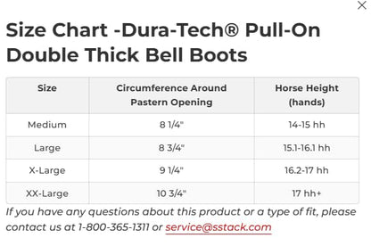 Dura-Tech Pull-On Double Thick Bell Boots for Horses | Extra Heavy-Duty Gum Rubber | 3/8" Thickness for Shock Absorption | Durable Overreach Protection - size: XX-Large