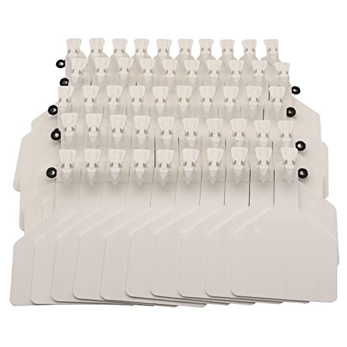 50 Pcs Blank Cattle Ear Tags, TPU One-Piece Flexible Livestock - color: White
