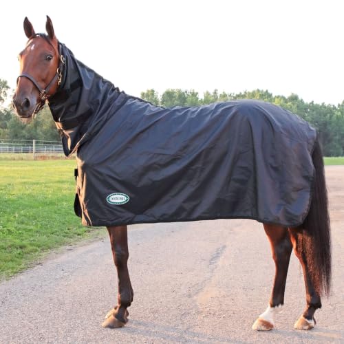 Country Pride Tapered Waterproof Rainsheet, High Neck Horse Sheet, Show Prep, Nylon Lined, Adjustable Hook-and-Loop Closure, Braided Tail Cord (Medium)