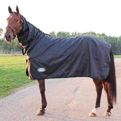 Country Pride Tapered Waterproof Rainsheet, High Neck Horse Sheet, Show Prep, Nylon Lined, Adjustable Hook-and-Loop Closure, Braided Tail Cord (Medium)