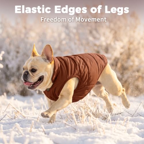 JoyDaog Fleece Lined Dog Jacket for Medium Dogs,Winter Dog Coat,Brown L - color: Brown, size: Large