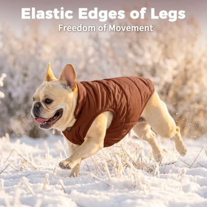 JoyDaog Fleece Lined Dog Jacket for Medium Dogs,Winter Dog Coat,Brown L - color: Brown, size: Large