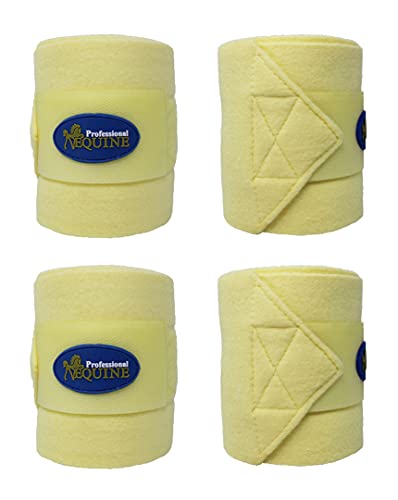 CHALLENGER 10ft Horse Grooming Leg Polo Wrap Set of 4 Soft Fleece 95R - color: Yellow