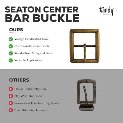 Tandy Leather Seaton Center Bar Buckle - Reliable Strap Buckle for Leather Belt Making Leather Craft Projects - Sturdy Metal Hardware for Belts, Guitar Straps, Bags - 1-1/2"