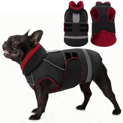 Dog Coat, Large Dog Jacket, Winter Coat with Hook & Loop Closure - color: Black, size: Large
