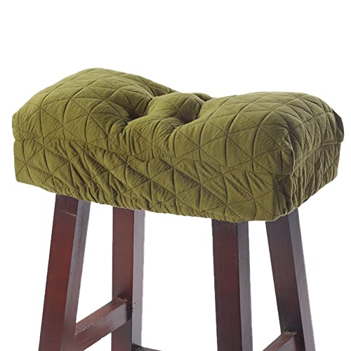 BUYUE Saddle Stool Seat Cushion, Luxury Triangle Fashion Jacquard with Anti-Skid Silicone Bar Stool Cushion Padded (Green, Rectangular,1 Count) - color: Green, style: Saddle