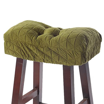 BUYUE Saddle Stool Seat Cushion, Luxury Triangle Fashion Jacquard with Anti-Skid Silicone Bar Stool Cushion Padded (Green, Rectangular,1 Count) - color: Green, style: Saddle