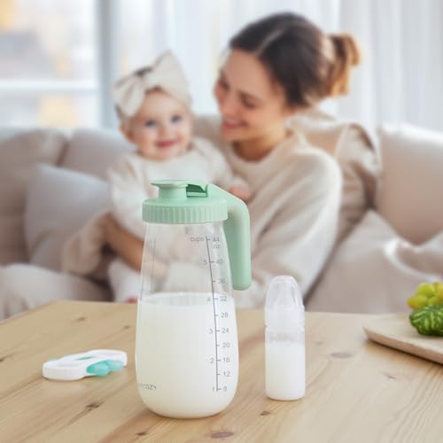 Momcozy Breast Milk Pitcher, Glass Storage Container Wide Mouth, 48oz 1pc - color: Green, size: 48 Ounce-1 Count