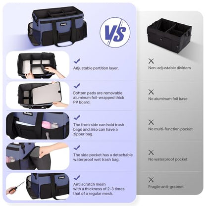 JKAOO Large Wearable Cleaning Caddy Bag with Handles, Denim Blue | Adjustable Shoulder & Waist Straps, Removable, Waterproof Tote for Cleaning Supplies, Home, Car, Office - color: Denim Blue