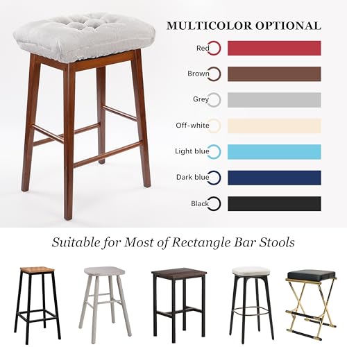 Rectangular Stool Cushion Set of 2, Soft Saddle Stool Cushions with Ties, Nonslip and Washable, Grey, 18 x 10.5 x 4 Inch - color: Grey, size: Pack of 2