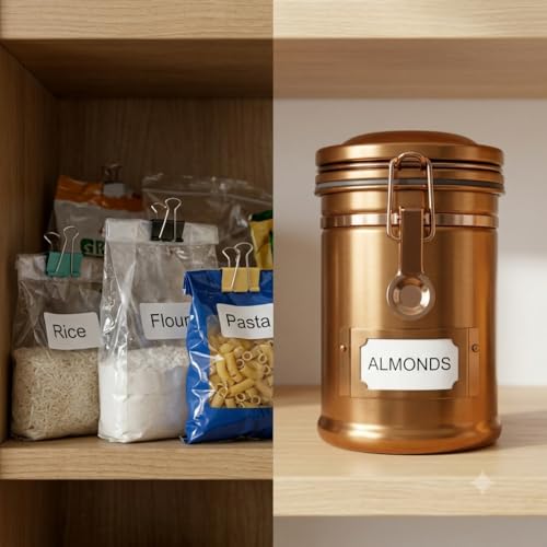 PRINCE G Airtight Coffee Canister with Scoop – Premium Stainless Steel Coffee Storage Container – Light Blocking Vacuum Seal – Keeps Coffee Beans Fresh – 9.1 oz – Bronze - color: Bronze