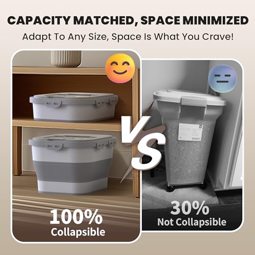 35-40Lbs Airtight Dog Food Storage Container Collapsible Dog Food Container - color: Grey/40 lbs