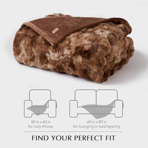 EverGrace Faux Rabbit Fur Bubble Throw Blanket, 50"x60", Lion Caramel - color: Marble Caramel Brown, size: 50"x60"