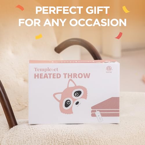 Templewet Heated Blanket Throw 50" x 60",Soft Electric Blanket,Pink | Timer Settings,Auto Off,Soft Sherpa Heated Throw Blanket,Machine Washable,Fast Heating for Sofa Bed Office Use,Gifts for Mom - color: Candy Pink