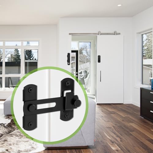 Flip Latch Gate Latch, Barn Door Lock, Door Latches for Top of Door, Barn Wood Fence, Backyard, Cabinet, Heavy Duty 201 Stainless Steel Gate Hardware Black