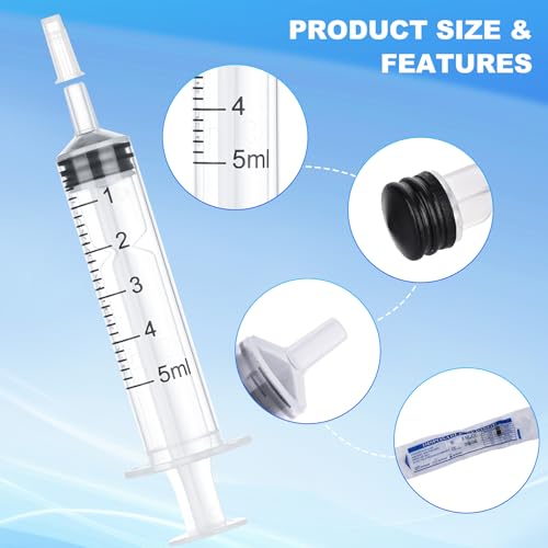5ml Disposable Luer Slip Syringes Without Needles, 10-Pack - style: 5ml
