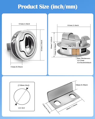 Boat Slam Latch 2" Lift Handle Lock Marine Full Stainless Steel Door Port Pull Latch Lift Ring 316 SS Boat Hatch, Fireproof & Rust-Proof for Ships, Yachts, Sailboats 2pk